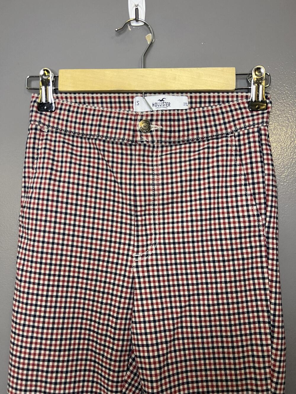 Hollister Dress Pants Womens XS Multicolor Check Slim Straight Ultra High Rise